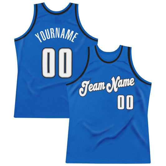Custom Blue White-Black Authentic Throwback Basketball Jersey - Sky-Custom