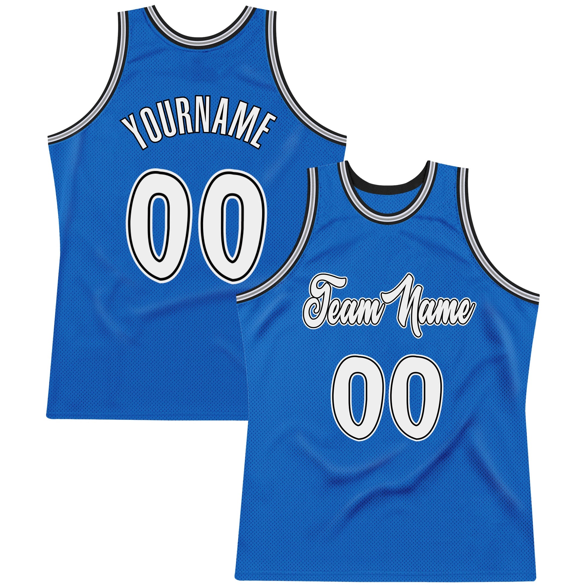 Custom Blue White-Black Authentic Throwback Basketball Jersey - Sky-Custom