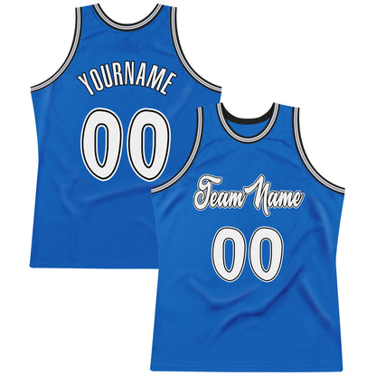 Custom Blue White-Black Authentic Throwback Basketball Jersey - Sky-Custom