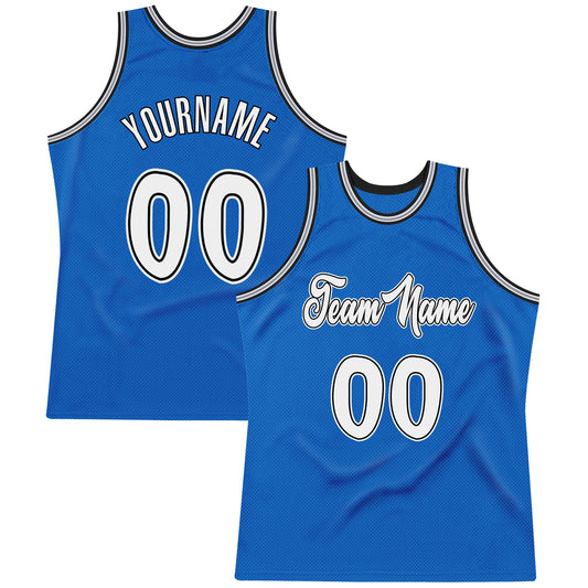 Custom Blue White-Black Authentic Throwback Basketball Jersey - Sky-Custom