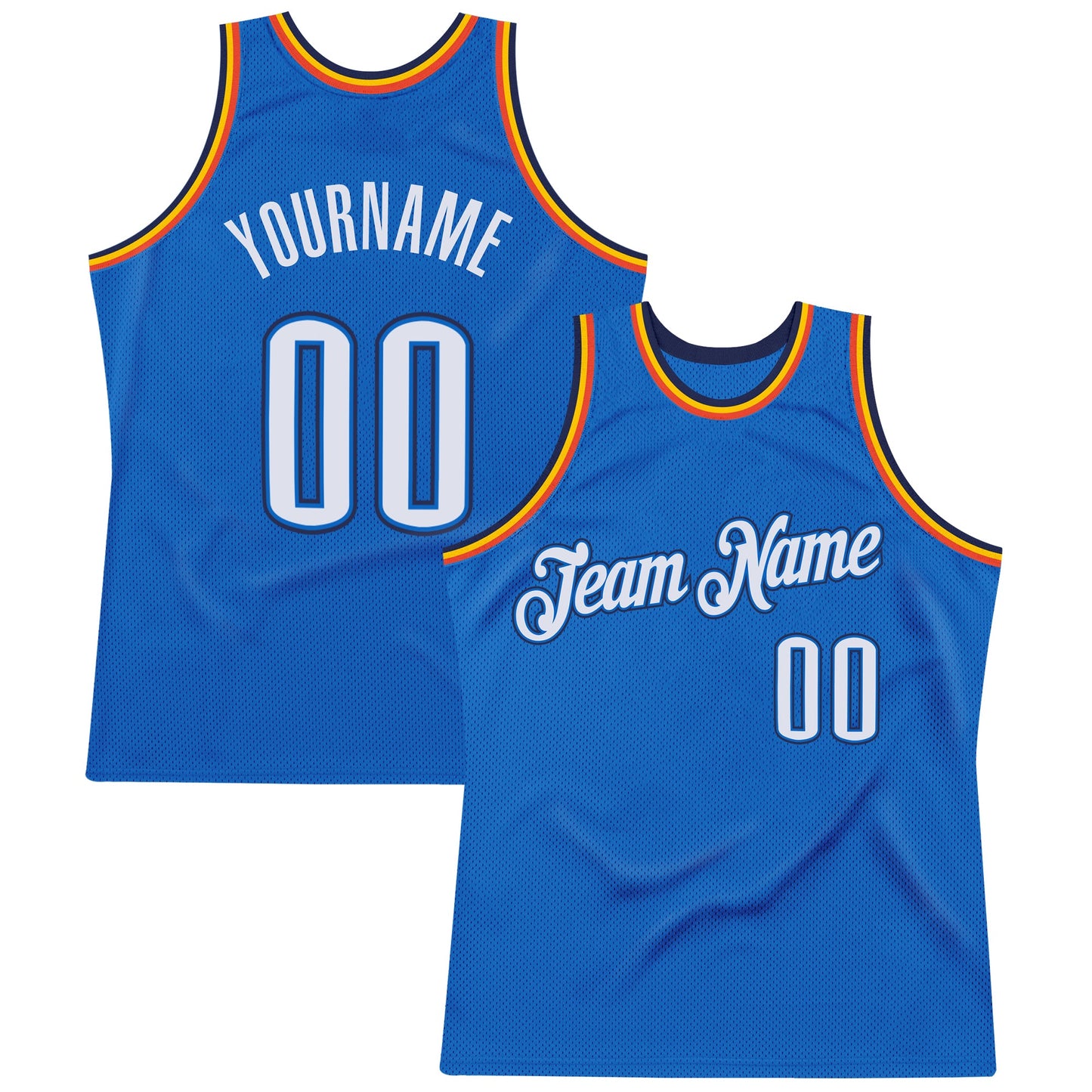 Custom Blue White-Navy Authentic Throwback Basketball Jersey - Sky-Custom
