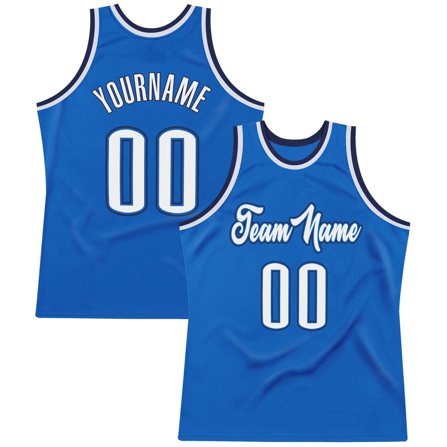 Custom Blue White-Navy Authentic Throwback Basketball Jersey - Sky-Custom