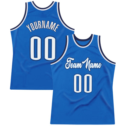 Custom Blue White-Navy Authentic Throwback Basketball Jersey - Sky-Custom