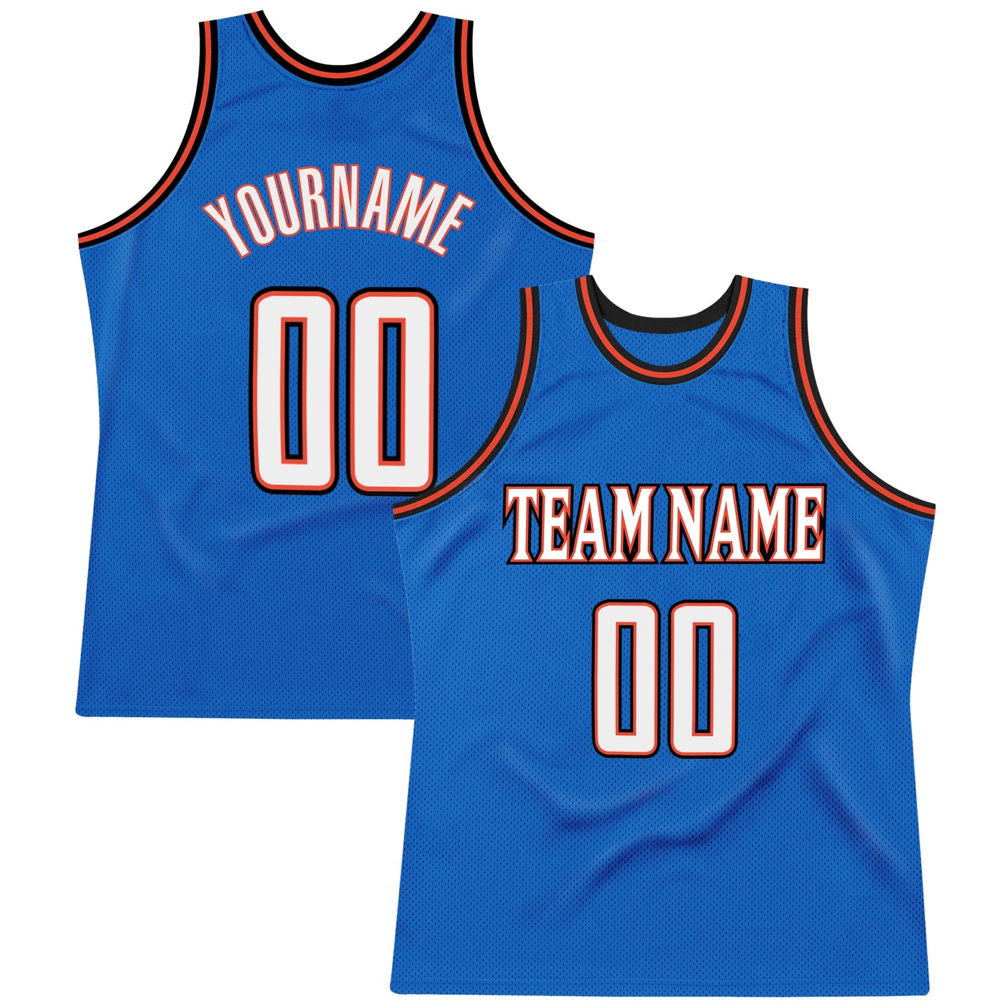 Custom Blue White-Orange Authentic Throwback Basketball Jersey - Sky-Custom