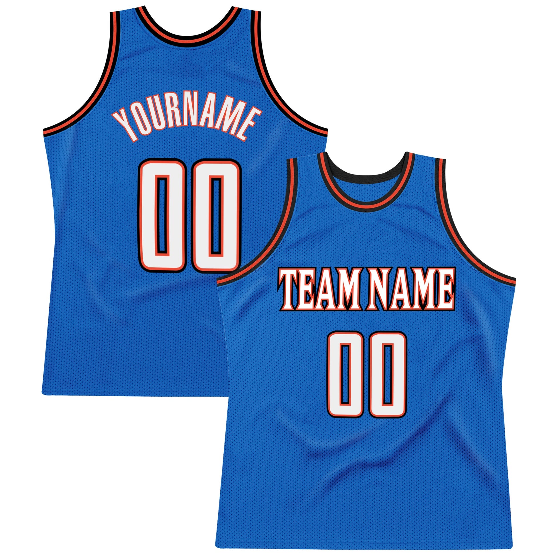 Custom Blue White-Orange Authentic Throwback Basketball Jersey - Sky-Custom