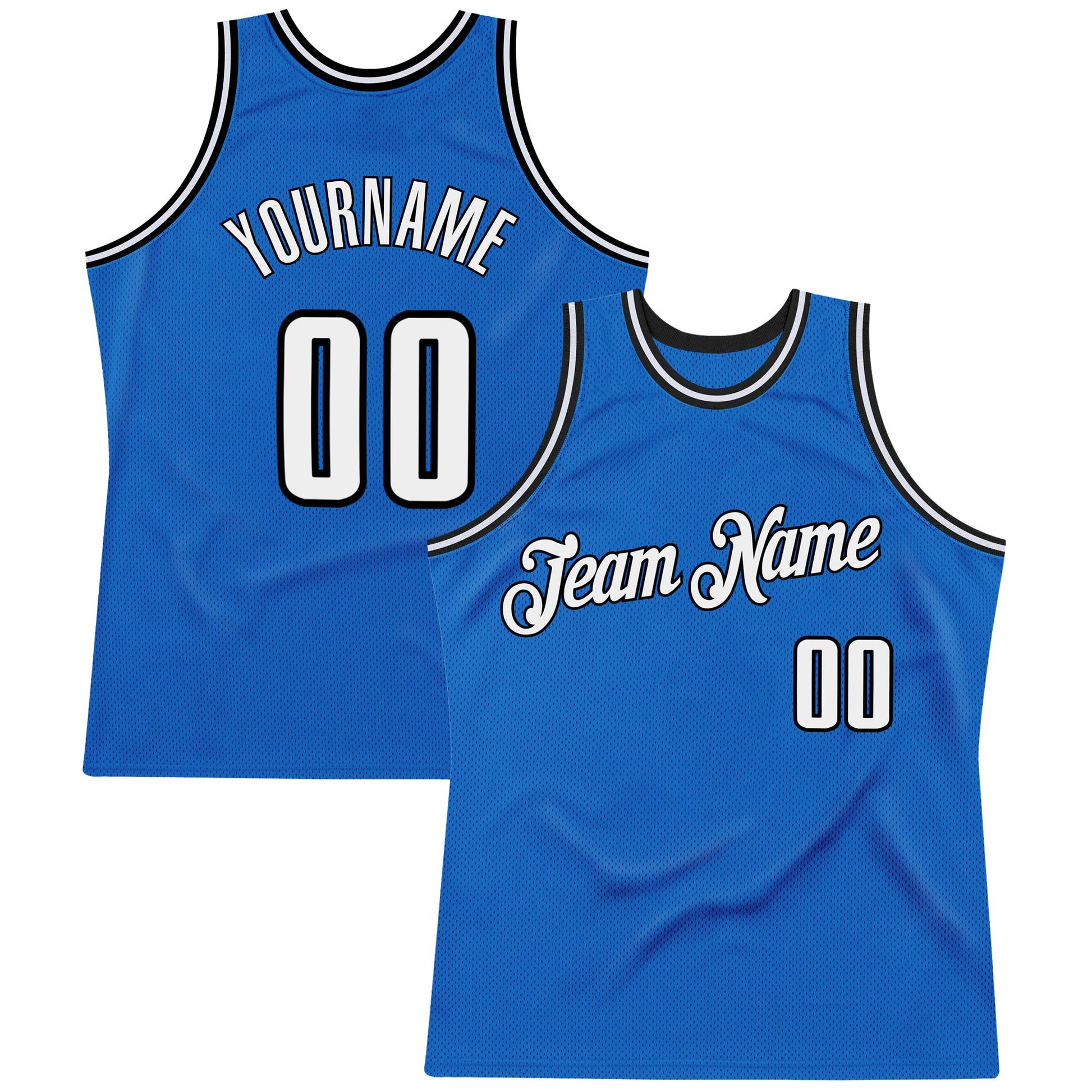 Custom Blue White-Black Authentic Throwback Basketball Jersey - Sky-Custom