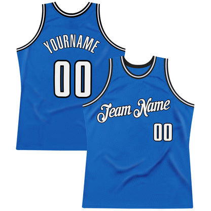 Custom Blue White-Black Authentic Throwback Basketball Jersey - Sky-Custom