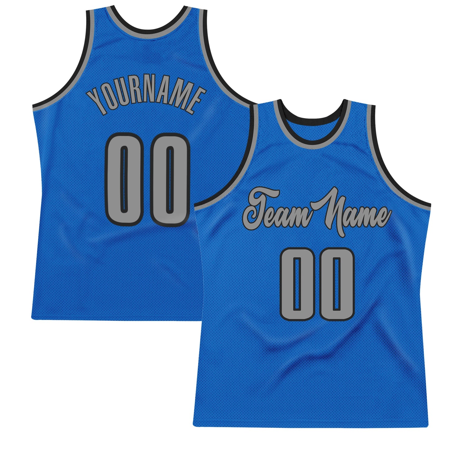 Custom Blue Gray-Black Authentic Throwback Basketball Jersey - Sky-Custom