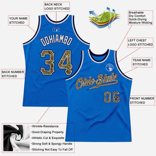 Custom Blue Camo-Navy Authentic Throwback Basketball Jersey - Sky-Custom