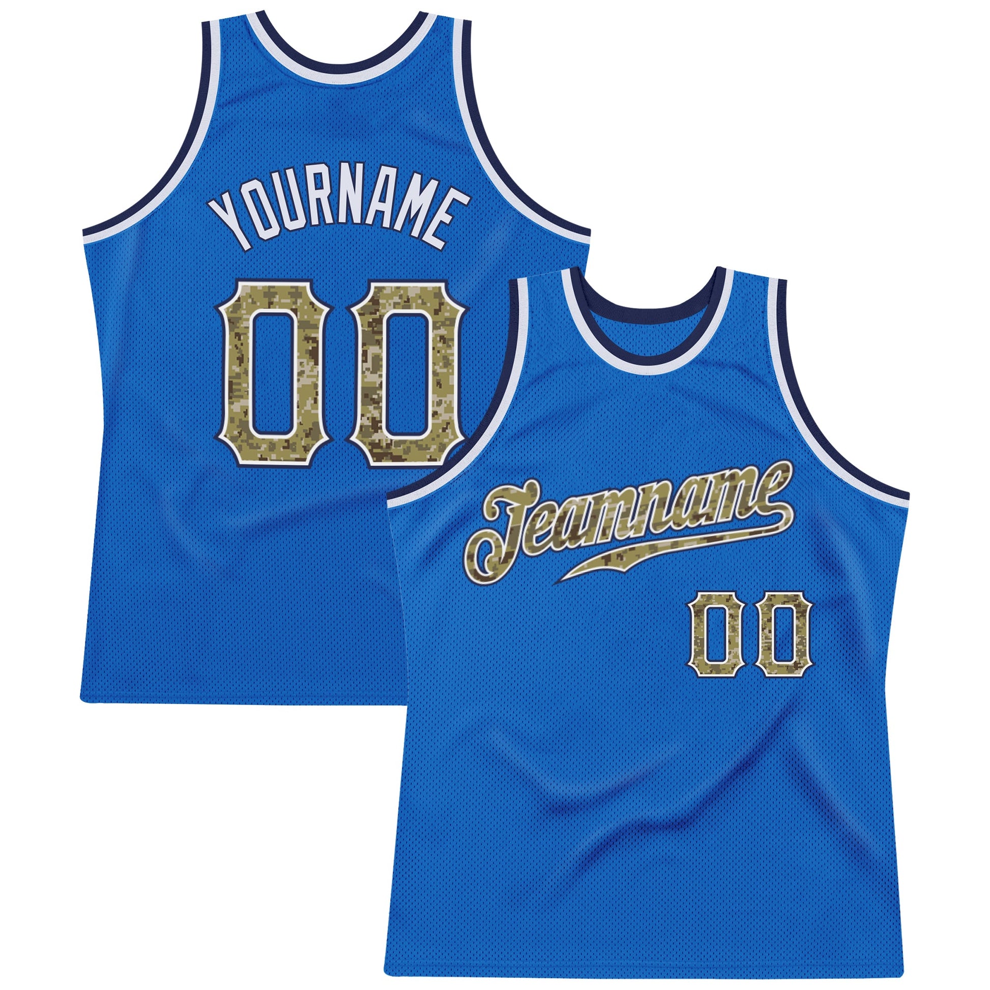 Custom Blue Camo-Navy Authentic Throwback Basketball Jersey - Sky-Custom
