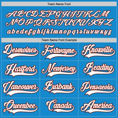 Custom Blue White-Orange Hockey Jersey - Sky-Custom