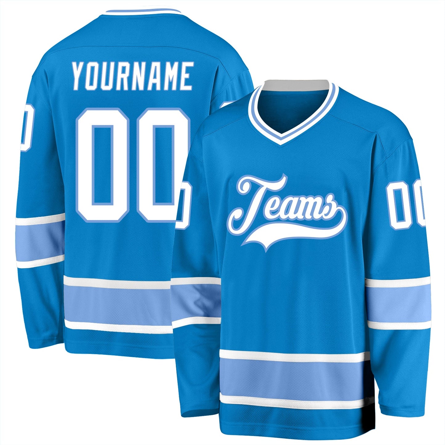 Custom Blue White-Light Blue Hockey Jersey - Sky-Custom