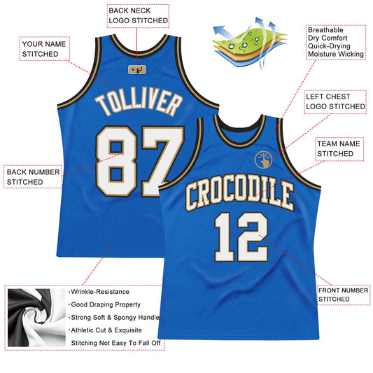 Custom Blue White-Old Gold Authentic Throwback Basketball Jersey - Sky-Custom