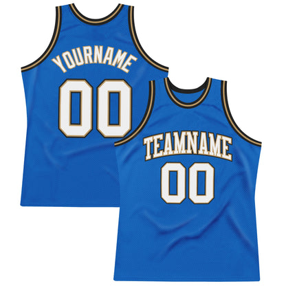 Custom Blue White-Old Gold Authentic Throwback Basketball Jersey - Sky-Custom