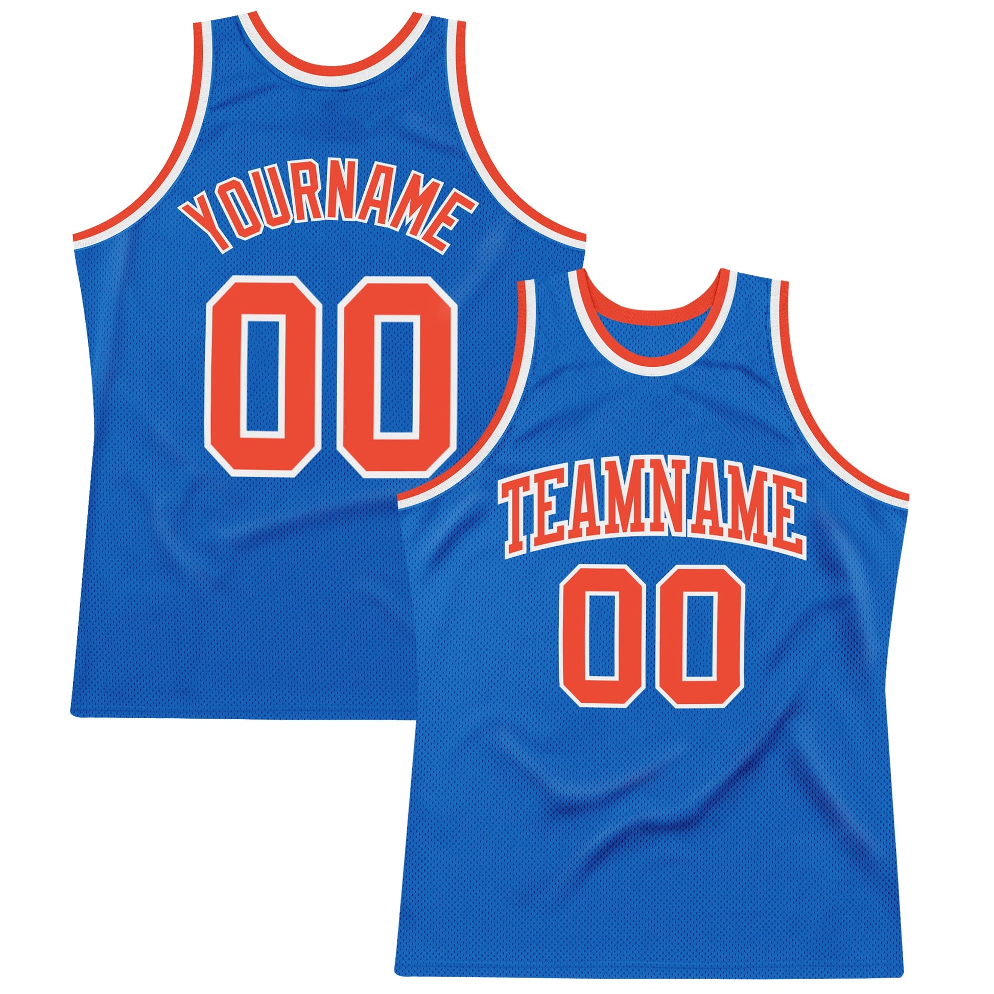 Custom Blue Orange-White Authentic Throwback Basketball Jersey - Sky-Custom