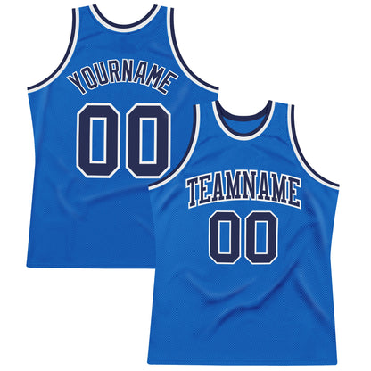 Custom Blue Navy-White Authentic Throwback Basketball Jersey - Sky-Custom