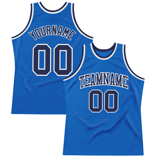 Custom Blue Navy-White Authentic Throwback Basketball Jersey - Sky-Custom