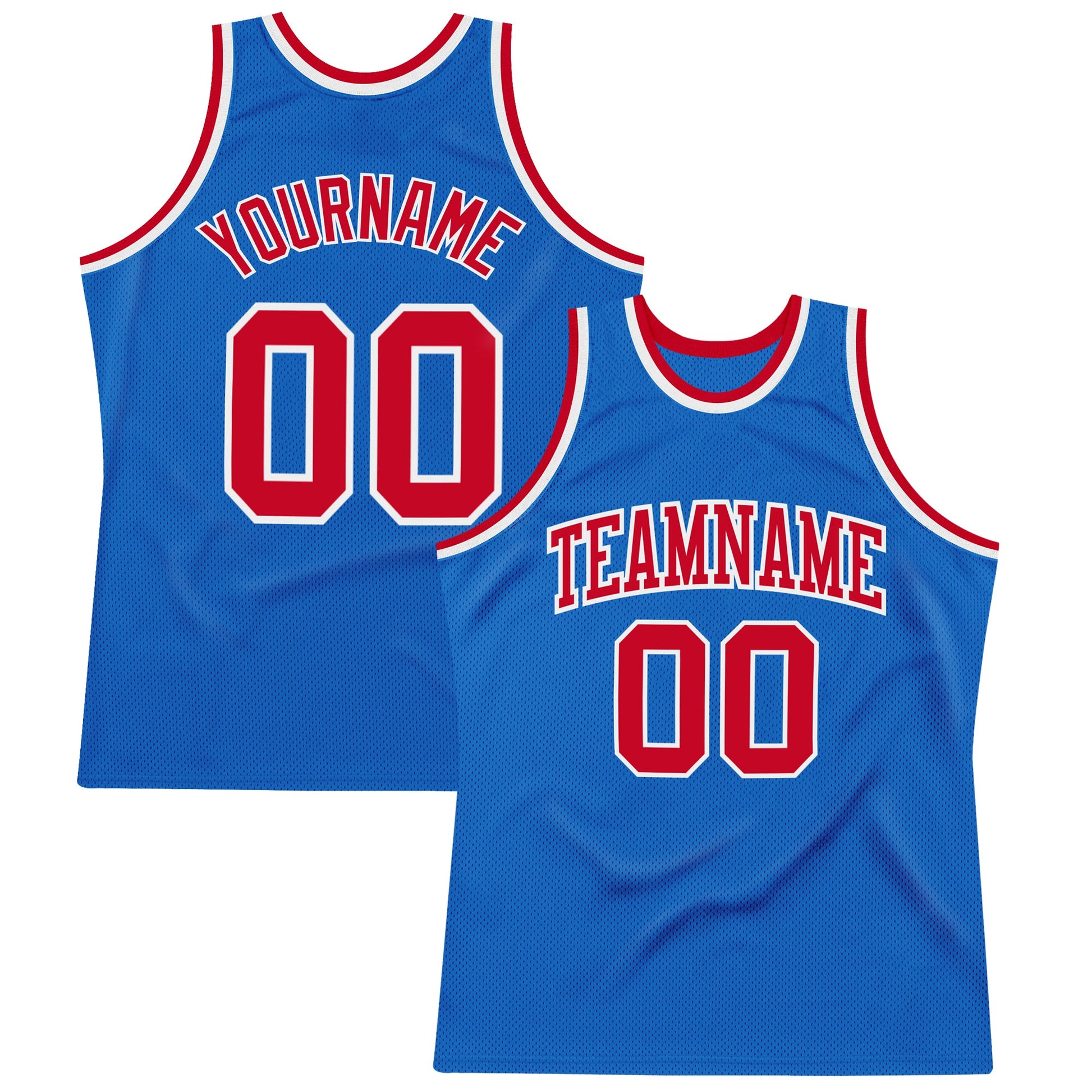 Custom Blue Red-White Authentic Throwback Basketball Jersey - Sky-Custom