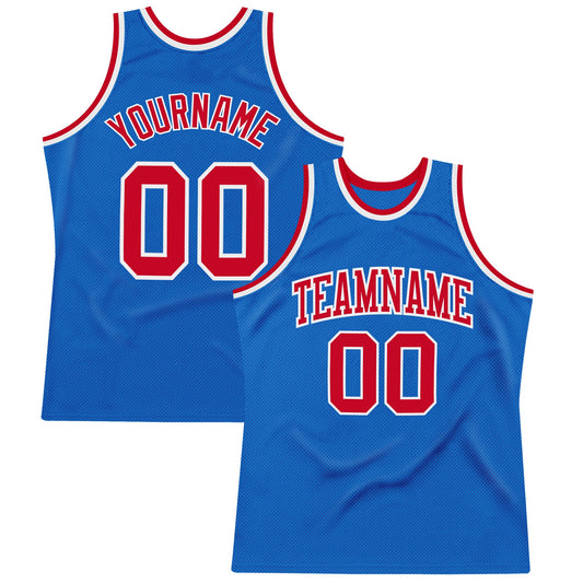 Custom Blue Red-White Authentic Throwback Basketball Jersey - Sky-Custom