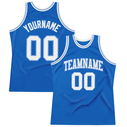 Custom Blue White-Light Blue Authentic Throwback Basketball Jersey - Sky-Custom