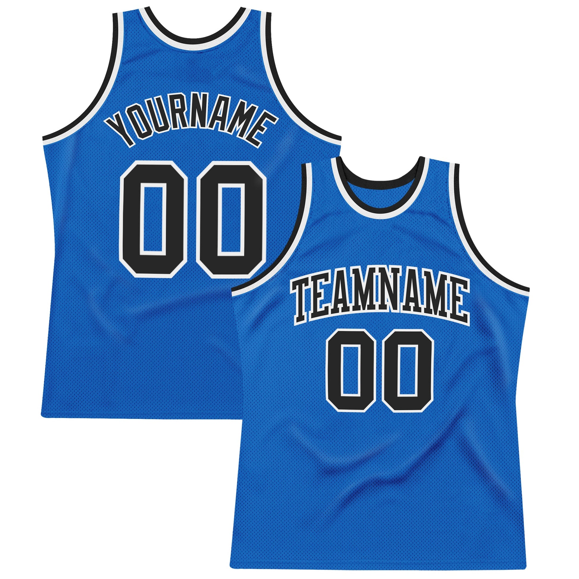 Custom Blue Black-White Authentic Throwback Basketball Jersey - Sky-Custom