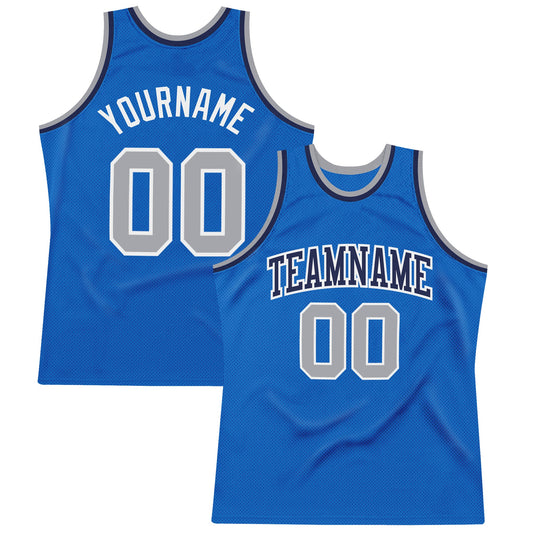 Custom Blue Gray-White Authentic Throwback Basketball Jersey - Sky-Custom