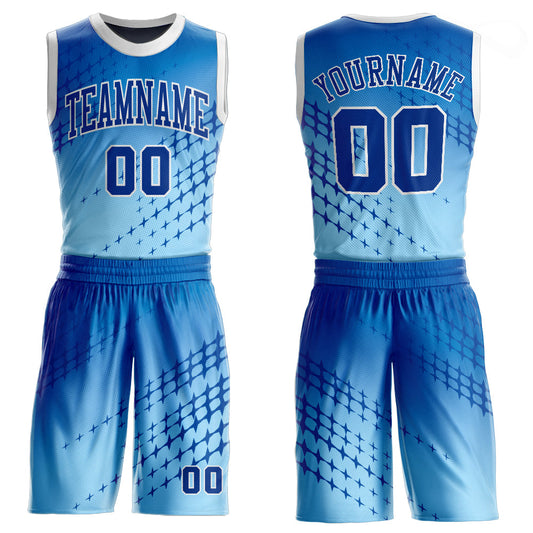 Custom Blue Royal-Light Blue Round Neck Sublimation Basketball Suit Jersey - Sky-Custom