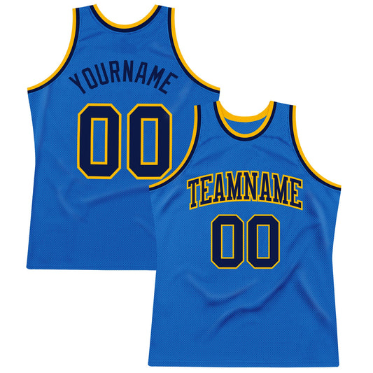 Custom Blue Navy-Gold Authentic Throwback Basketball Jersey - Sky-Custom