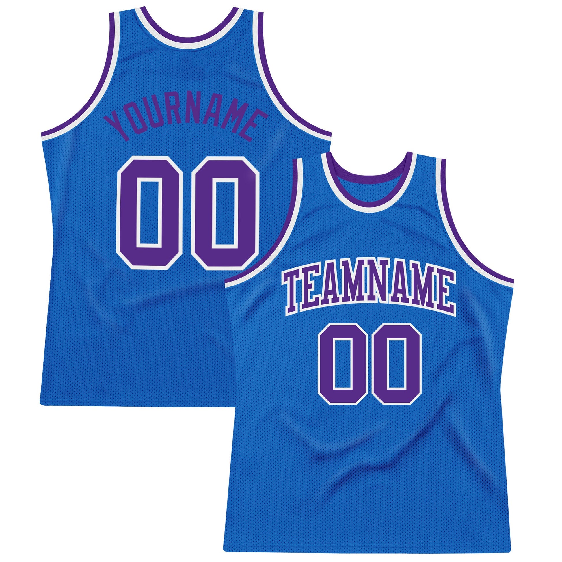 Custom Blue Purple-White Authentic Throwback Basketball Jersey - Sky-Custom