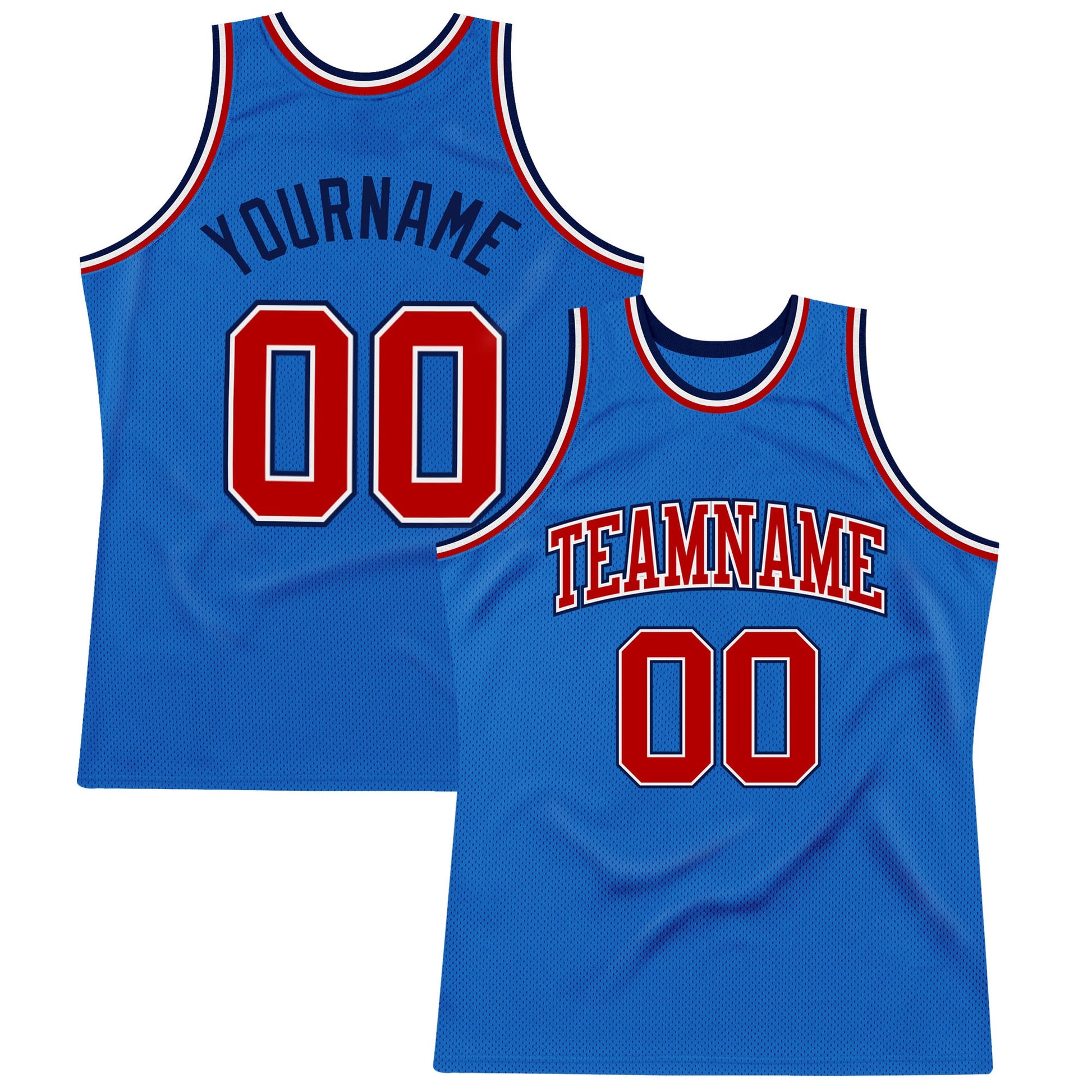 Custom Blue Red-Navy Authentic Throwback Basketball Jersey - Sky-Custom