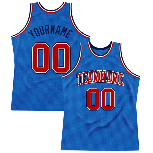 Custom Blue Red-Navy Authentic Throwback Basketball Jersey - Sky-Custom