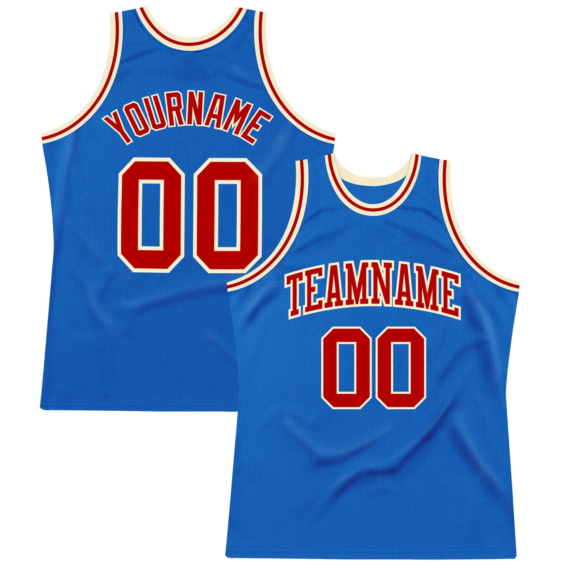 Custom Blue Red-Cream Authentic Throwback Basketball Jersey - Sky-Custom