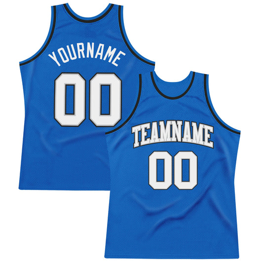 Custom Blue White Gray-Black Authentic Throwback Basketball Jersey - Sky-Custom