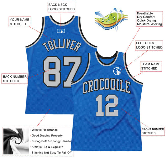 Custom Blue Gray-Black Authentic Throwback Basketball Jersey - Sky-Custom
