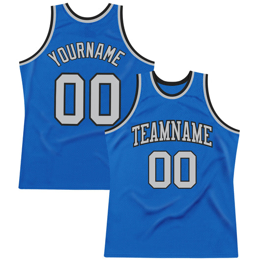 Custom Blue Gray-Black Authentic Throwback Basketball Jersey - Sky-Custom