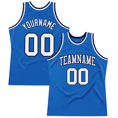 Custom Blue White-Navy Authentic Throwback Basketball Jersey - Sky-Custom