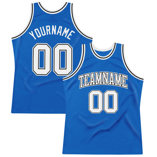 Custom Blue White-Black Authentic Throwback Basketball Jersey - Sky-Custom