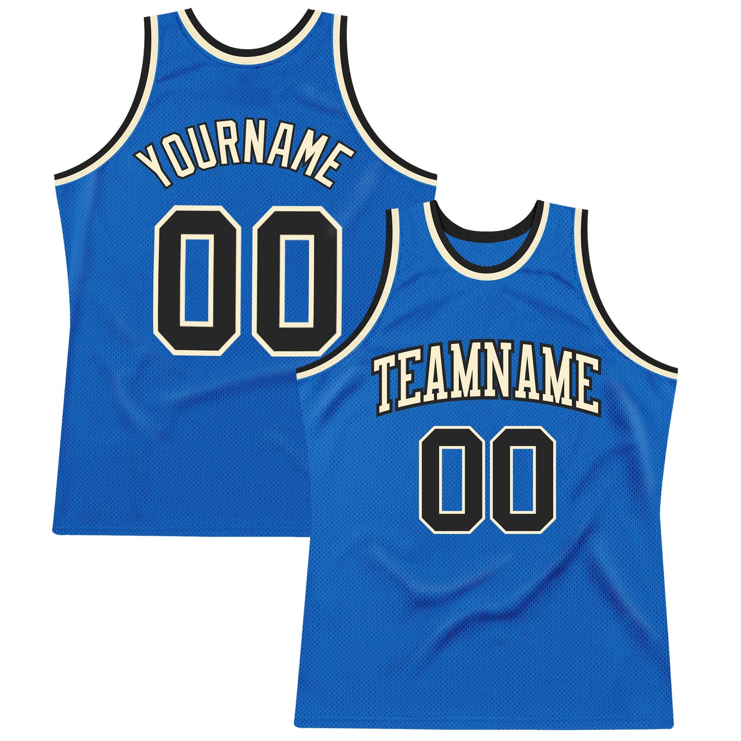 Custom Blue Black-Cream Authentic Throwback Basketball Jersey - Sky-Custom