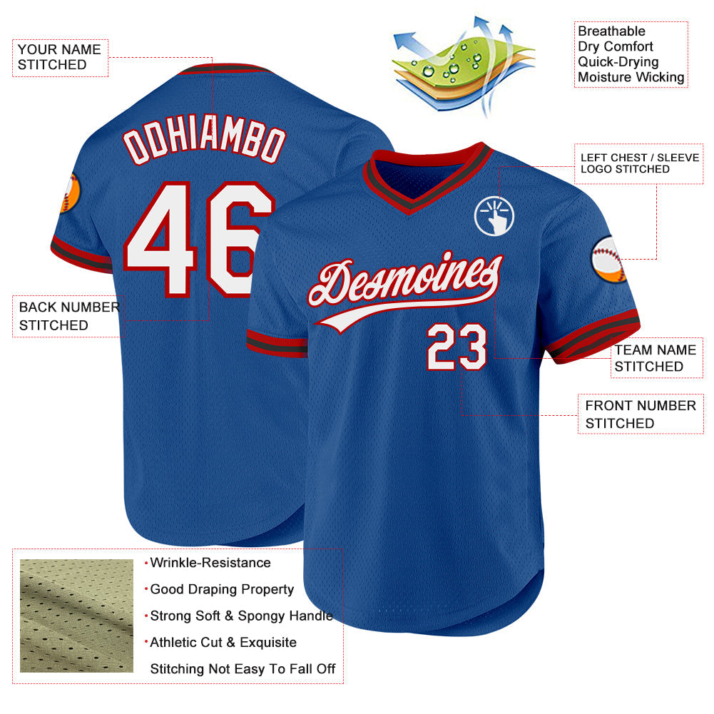 Custom Blue Red-Black Authentic Throwback Baseball Jersey - Sky-Custom