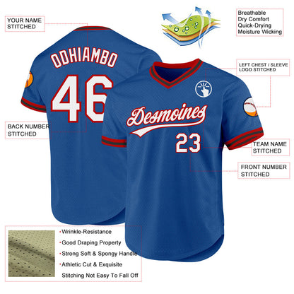 Custom Blue Red-Black Authentic Throwback Baseball Jersey - Sky-Custom