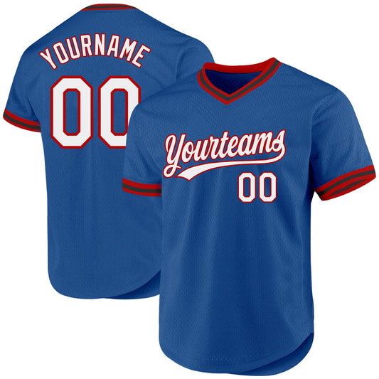 Custom Blue Red-Black Authentic Throwback Baseball Jersey - Sky-Custom