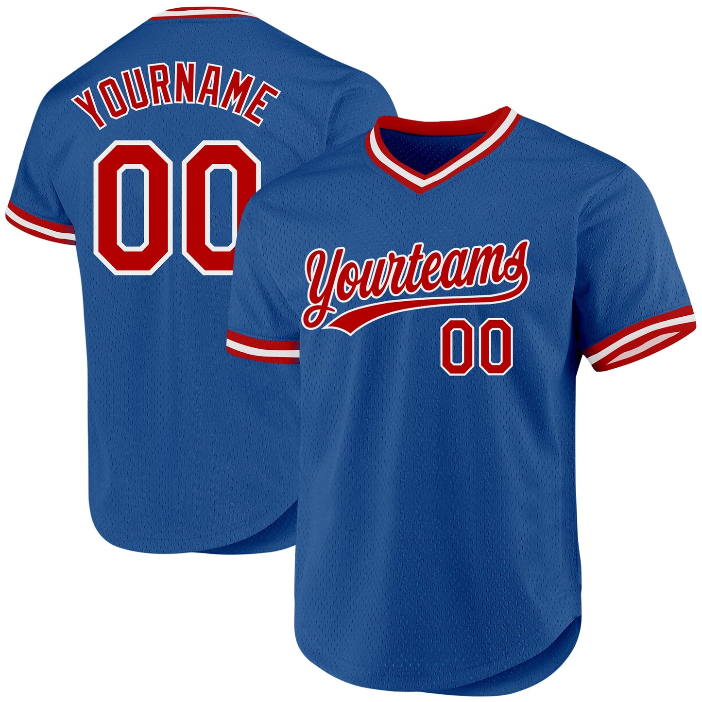 Custom Blue Red-White Authentic Throwback Baseball Jersey - Sky-Custom