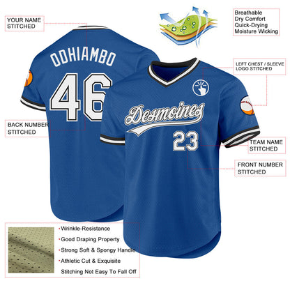 Custom Blue White-Black Authentic Throwback Baseball Jersey - Sky-Custom