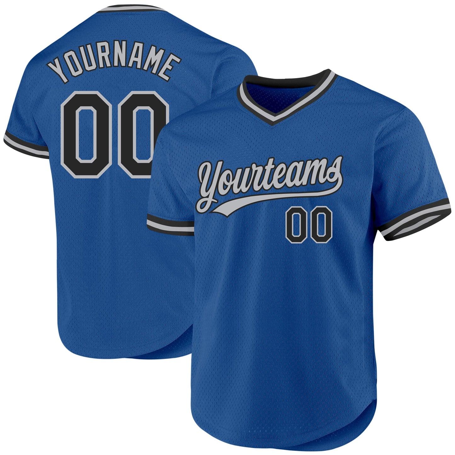 Custom Blue Black-Gray Authentic Throwback Baseball Jersey - Sky-Custom