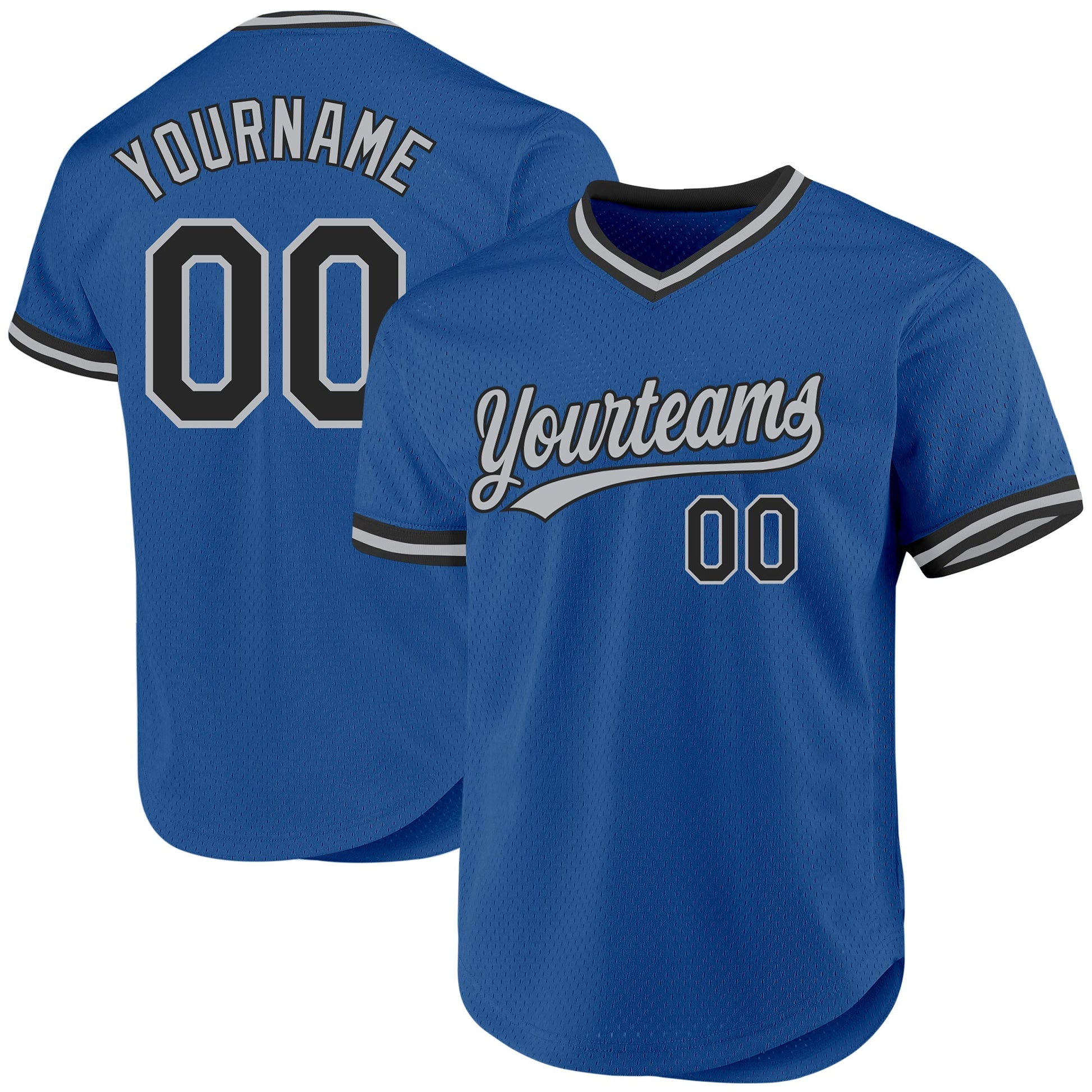 Custom Blue Black-Gray Authentic Throwback Baseball Jersey - Sky-Custom