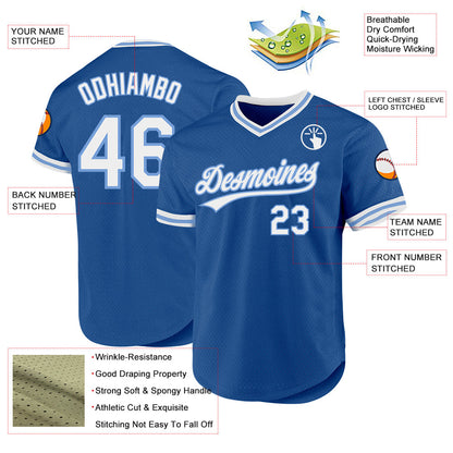 Custom Blue White-Light Blue Authentic Throwback Baseball Jersey - Sky-Custom