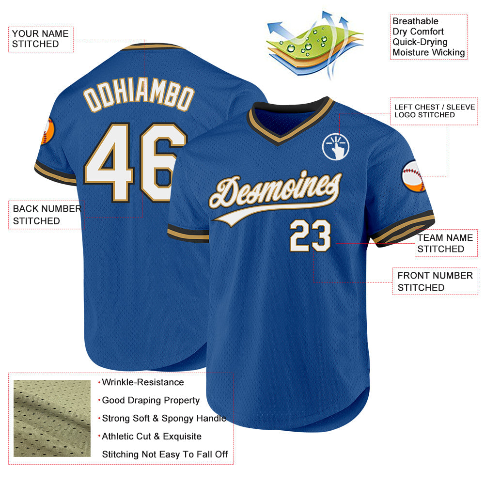 Custom Blue Old Gold-Black Authentic Throwback Baseball Jersey - Sky-Custom