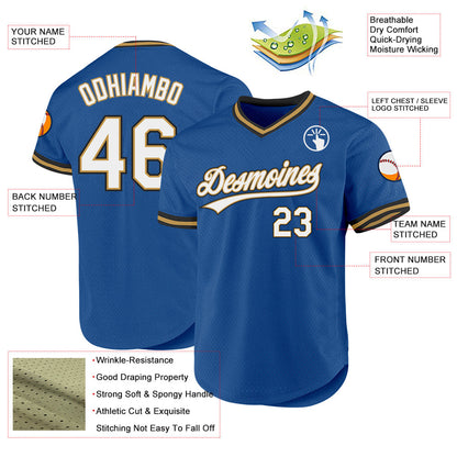 Custom Blue Old Gold-Black Authentic Throwback Baseball Jersey - Sky-Custom