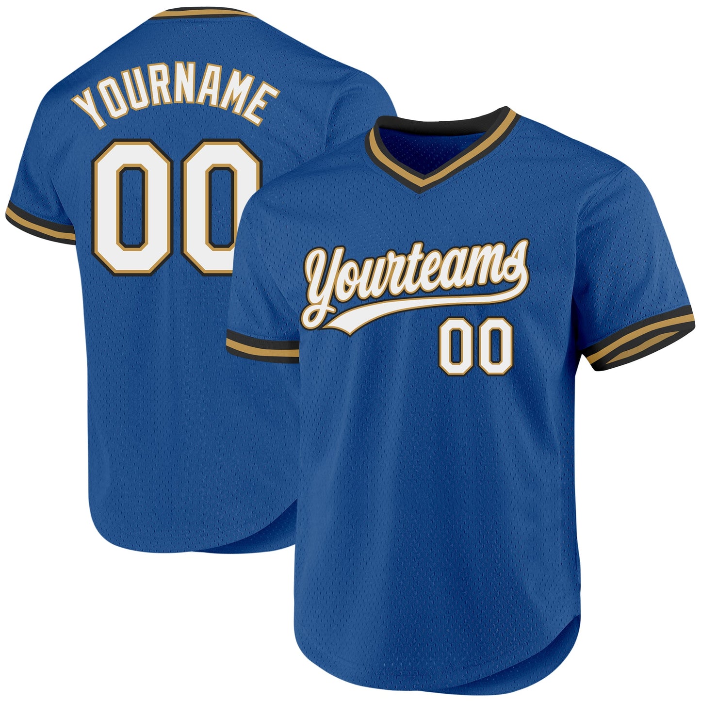 Custom Blue Old Gold-Black Authentic Throwback Baseball Jersey - Sky-Custom