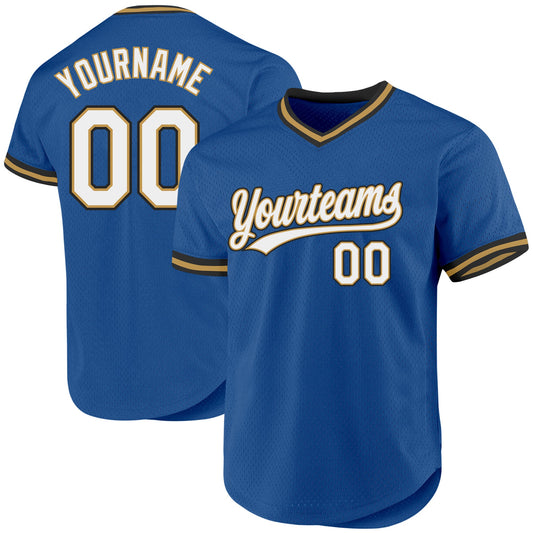 Custom Blue Old Gold-Black Authentic Throwback Baseball Jersey - Sky-Custom
